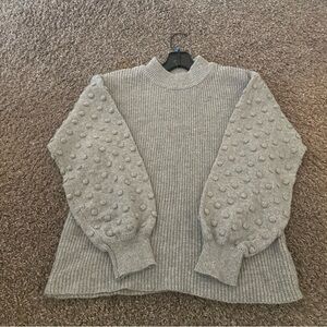 Vince Camuto Gray Textured Crew Neck Sweater